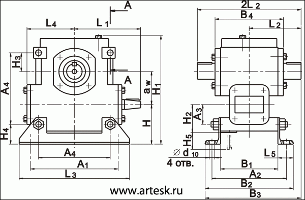 Габаритные и присоединительные размеры 4Ч-80