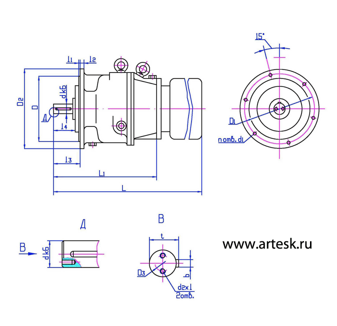 Ф - горизонтальное исполнение (крепление на опорном фланеце)