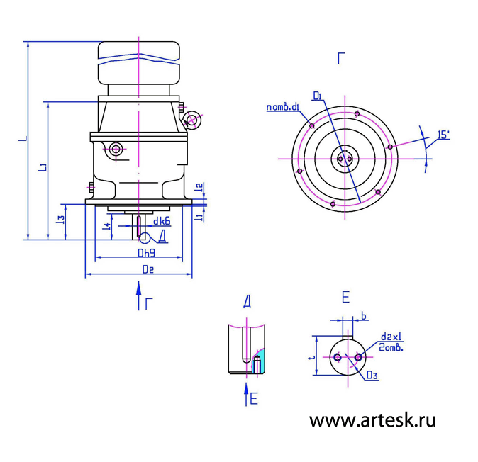 В – вертикальное исполнение (крепление на опорном фланеце)